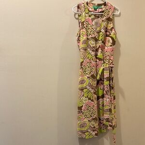 Tibi Pink and Green wrap dress - size 6 - 100% silk - great condition